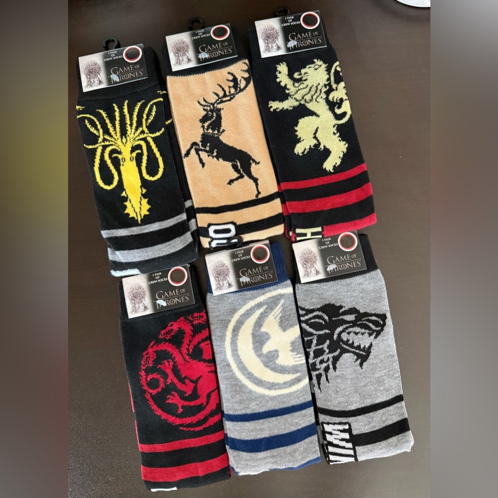 🆕🧦 GAME OF THRONES LIMITED EDITION 6-PIECE CREW SOCK COLLECTION. BRAND NEW.